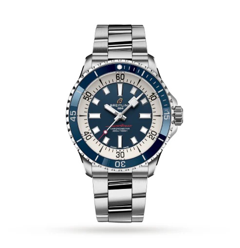 Breitling Superocean Automatic Blue White Dial 42 Stainless Steel Watch