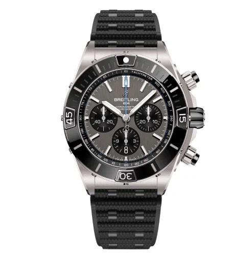 Breitling Super Chronomat B01 44mm Mens Watch Grey Rubber Watch